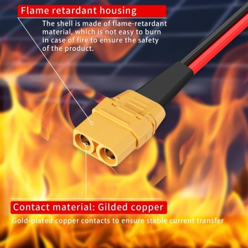 ELFCULB XT60 to XT90 Adapter Cable 10AWG XT60 Male to XT90 Female Connector Cable for RC Lipo Battery Drone(2FT)