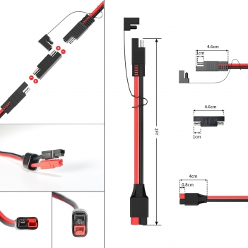 ELFCULB 10AWG Anderson Connector to SAE Extension Cable with SAE Polarity Reverse Adapter for Portable Power Station Solar Panel (2FT)