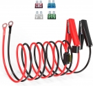 ELFCULB 10AWG 5FT Battery Alligator Clips to O Ring Terminal Harness,Quick Disconnect Cable with 5 Fuse for Inverter Car Battery Charging