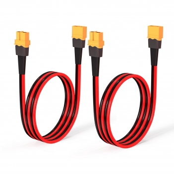 ELFCULB 10AWG 2FT XT60 Extension Cable, XT60 Female to Male Connector for RC Battery Portable Power Station Solar Panel(2 Pieces)