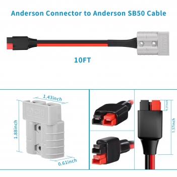 ELFCULB 10AWG 10FT Battery Quick Connect/Disconnect to Anderson Extension Cable, Anderson SB50-PP45 Amp Connector Cable for Solar Portable Gennerator Battery Power Transfer