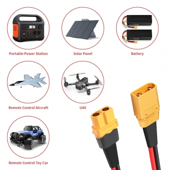 ELFCULB XT60 to XT90 Adapter Cable 10AWG XT60 Male to XT90 Female Connector Cable for RC Lipo Battery Drone(2FT)