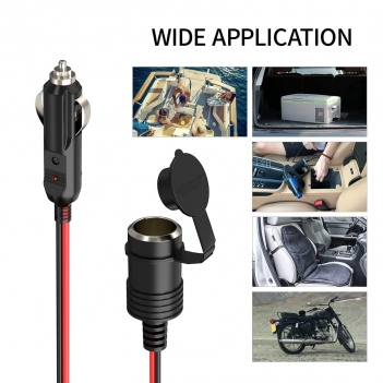 ELFCULB 14AWG Cigarette Lighter Extension Cord 12V Cigarette Lighter Male Plug to Female Socket Extension Cable for Air Compressor Tire Inflators(10FT)