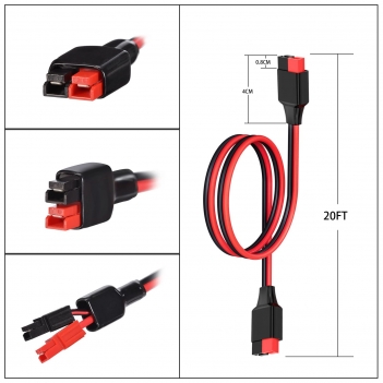 ELFCULB 10AWG 20FT Anderson Extension Cable Solar Extension Cable Anderson Connector for Portable Power Station Solar Generator Solar Panel (20FT)