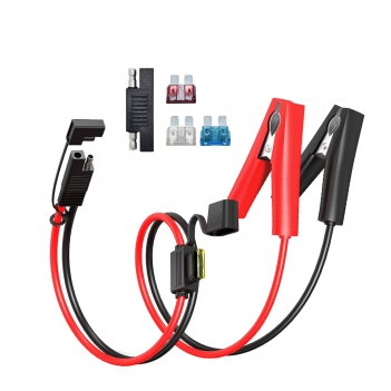 ELFCULB SAE to Alligator Clip,12AWG SAE Connector Quick Disconnect Cable Battery Alligator Crocodile Clip with 10A 15A 20A 25A Fuse,Compatible for Cars Motorcycles(2FT)