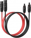 ELFCULB Solar Panel Extension Cable - 1Pair 10AWG 3FT Solar Extension Cable Black ＆ Red, Solar Panel PV Cable Wire with Male/Female Connectors