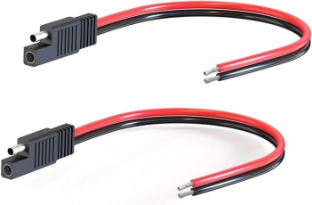 ELFCULB SAE Connector Cable,16AWG 1FT 2 Pin SAE Quick Connector Disconnect Plug for Solar Panel Car Motorcycle(2 Pack)