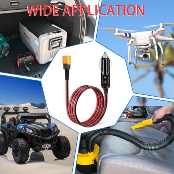 ELFCULB XT60 Male to Car Cigarette Lighter 14AWG 12V Cigarette Lighter Male Plug Connector Cable for Portable Solar Generator Power Station(5FT)