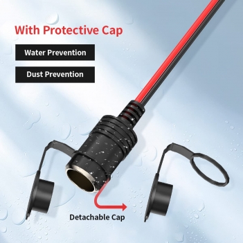 ELFCULB 14AWG 5FT SAE to Cigarette Lighter Socket,12V Female Cigarette Lighter Socket with SAE Reverse Adapter for Portable Solar Panel Tire Inflator