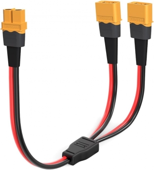 ELFCULB XT60 Y Splitter,12AWG XT60 1 Female to 2 Male Connector Cable for UAV Phantom Quadcopter RC Car(1FT)