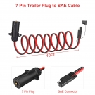 ELFCULB 7 Way Trailer Plug to SAE Cable,10AWG 7 Pin Trailer Plug to SAE Connector for RV Truck Trailer(10FT)