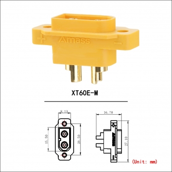 ELFCULB 10pcs Amass XT60E Male Connectors, Gold Plated for Drones FPV RC Battery/Planes/UAVs, Drone Lipo Plug Adapter (Yellow)