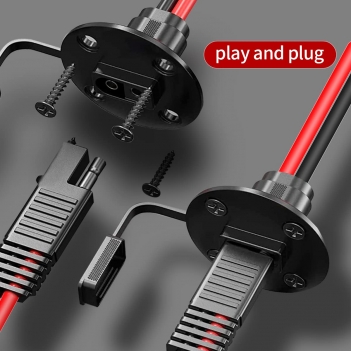 ELFCULB 10AWG 2FT Power SAE Socket Sidewall Port to SAE Connecters Extension Cable, with 10A 15A 20A 25A 30A Fuse, Reverse Adapter Quick Disconnect Weatherproof, for Solar Panel, Motorcycle, Car
