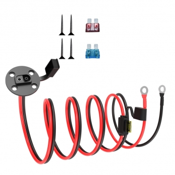 ELFCULB SAE Power Socket Sidewall Port to O Ring Terminal Connector, 14AWG 5FT SAE Battery Cable with 10A 15A 20A Fuse, Compatible for Car Solar Generator Battery Charger