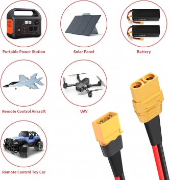 ELFCULB XT60 to XT90 Adapter Cable 10AWG XT60 Male to XT90 Female Connector Cable for RC Lipo Battery Drone(2FT)