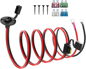 ELFCULB 10FT 10AWG SAE Power Socket Sidewall Port to O Ring Connecters Extension Cord Cable with 10A 15A 20A 25A 30A Fuse Compatible with Solar Generator Battery Charger,for Solar Accessories