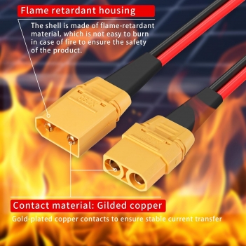ELFCULB XT90 Connectors Cable,10AWG XT90 Male to Female Extension Cable for RC Battery Solar Portable Power Power Station and Solar Panel(2FT)