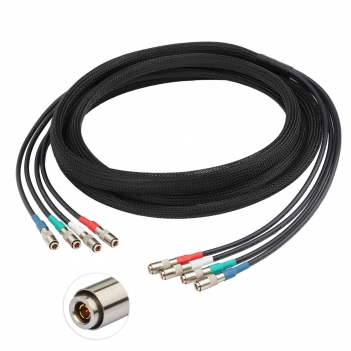 4-Channel 30FT/9.15Meters DIN1.0/2.3 Male to DIN1.0/2.3 Male Belden 1855A 6G SDI Cable with Braided Sleeve Color Coded Compatible with CoaXPress CXP-6 for Industrial Machine Vision