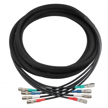 4-Channel 30FT/9.15Meters DIN1.0/2.3 Male to DIN1.0/2.3 Male Belden 1855A 6G SDI Cable with Braided Sleeve Color Coded Compatible with CoaXPress CXP-6 for Industrial Machine Vision