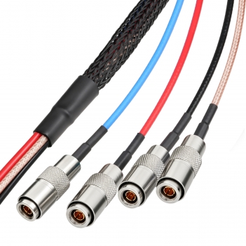 4-Channel 10FT DIN1.0/2.3 Male to DIN1.0/2.3 Male RG179 3G SDI Cable with Braided Sleeve Color Coded Compatible with CoaXPress for Industrial Machine Vision