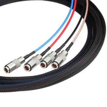 4-Channel 10FT DIN1.0/2.3 Male to DIN1.0/2.3 Male RG179 3G SDI Cable with Braided Sleeve Color Coded Compatible with CoaXPress for Industrial Machine Vision