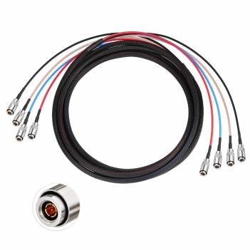 4-Channel 10FT DIN1.0/2.3 Male to DIN1.0/2.3 Male RG179 3G SDI Cable with Braided Sleeve Color Coded Compatible with CoaXPress for Industrial Machine Vision