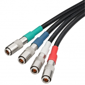 4-Channel 20FT/6.1Meters DIN1.0/2.3 Male to DIN1.0/2.3 Male Belden 1855A 6G SDI Cable with Braided Sleeve Color Coded Compatible with CoaXPress CXP-6 for Industrial Machine Vision