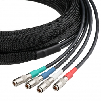 4-Channel 20FT/6.1Meters DIN1.0/2.3 Male to DIN1.0/2.3 Male Belden 1855A 6G SDI Cable with Braided Sleeve Color Coded Compatible with CoaXPress CXP-6 for Industrial Machine Vision