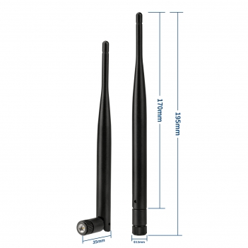 2-Pack 4G LTE Rubber Duck Antenna, 824-960/1710-2700MHz Dual Band, SMA Male 2dB, 50 Ohm 10W, 195mm Omni with TPEE ABS Housing for Router Gateway Modem IoT