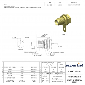 SMA Female Socket Jack Panel Mount with Nut Bulkhead Handle Straight Solder RF Connector
