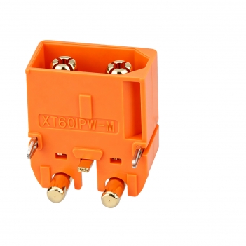 XT60IPW-M XT60I-PW Plug Male Connector PCB Mount Connector 35A 80V;XT60i 2-Pin Through-Hole Solder Plug, Gold-Plated Brass Contacts, PA UL94 V-0, for RC Drone LiPo Battery ESC Power Board DIY