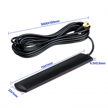 Dual Band WiFi Antenna 2.4/5.8GHz RP-SMA Male 3m RG174 Adhesive mount;2400-2500/5150-5850MHz Flat Patch Antenna for WiFi Router, Mobile Hotspot,IP Security Camera, Backup Camera
