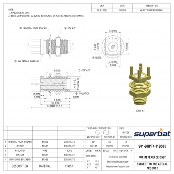 SMA Jack Female Bulkhead Vertical Straight PCB Mount Connector