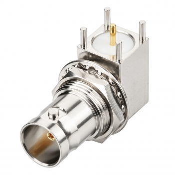 75 Ohm BNC Right Angle Bulkhead PCB Mount Jack Connector