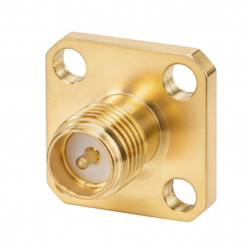 RP SMA Jack Male 4 Hole Panel Mount Flange Straight Solder Connector