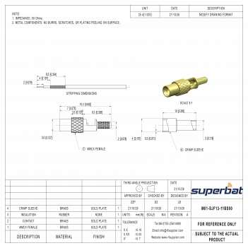 MMCX Jack Female Connector Straight Solder for 1.13mm Cable
