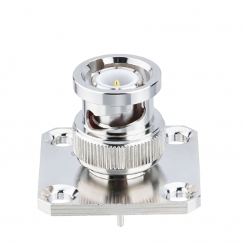 BNC Plug Male Connector Straight 4 Hole Flange Solder