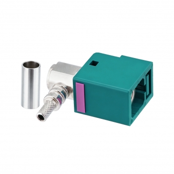 IP67 Waterproof FAKRA Z Female Right Angle Connector for RG316 RG174 Cable, Water Blue Universal Keying, 50 Ohm RF Coaxial Crimp/Solder Automotive Plug