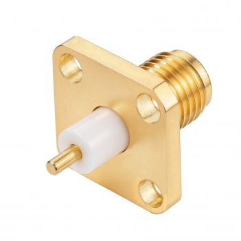 RP SMA Jack Male 4 Hole Panel Mount Flange Straight Solder Connector