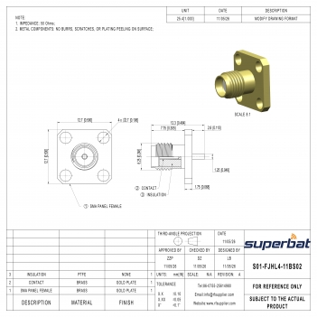 SMA Female Jack RF 4 Hole Flange Solder Straight Connector