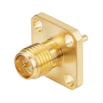 RP SMA Jack Male 4 Hole Panel Mount Flange Straight Solder Connector