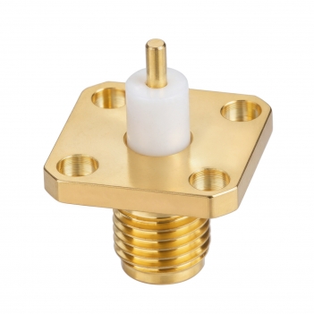RP SMA Jack Male 4 Hole Panel Mount Flange Straight Solder Connector